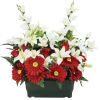 COMPOSITION GERBERAS ROSES ET GLAIEULS H62CM