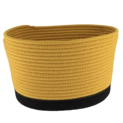 CORBEILLE OVALE GRAND MODELE COTON 32X25CM OCRE NOIR