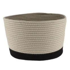 CORBEILLE OVALE GRAND MODELE COTON 32X25CM FICELLE NOIR