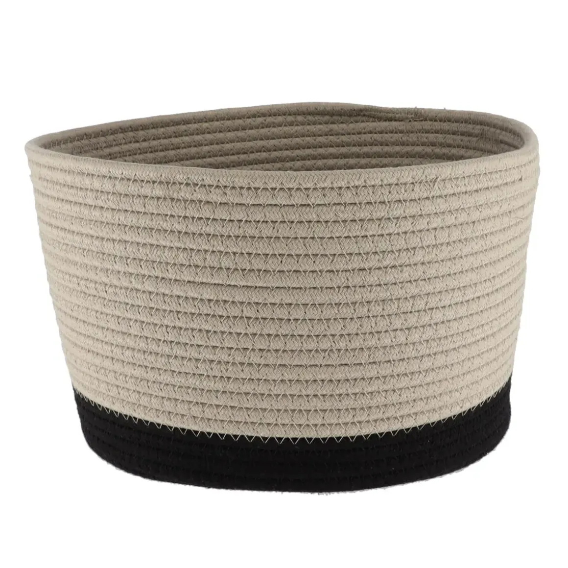 CORBEILLE OVALE GRAND MODELE COTON 32X25CM FICELLE NOIR