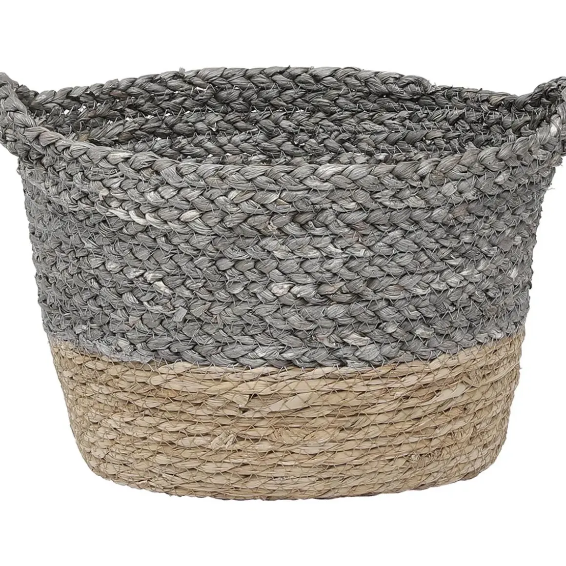 CORBEILLE OVALE MATIERE VEGETALE D.32X25X20CM NATUREL GRIS