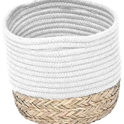 CORBEILLE OVALE MM COTON MATIERE VEGETALE BLANC NATUREL