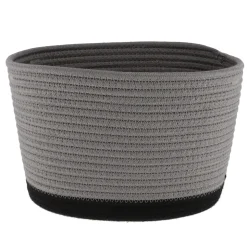 CORBEILLE OVALE MOYEN MODELE COTON 28X22.5CM GRIS NOIR
