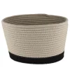 CORBEILLE OVALE MOYEN MODELE COTON 28X22.5CM FICELLE NOIR