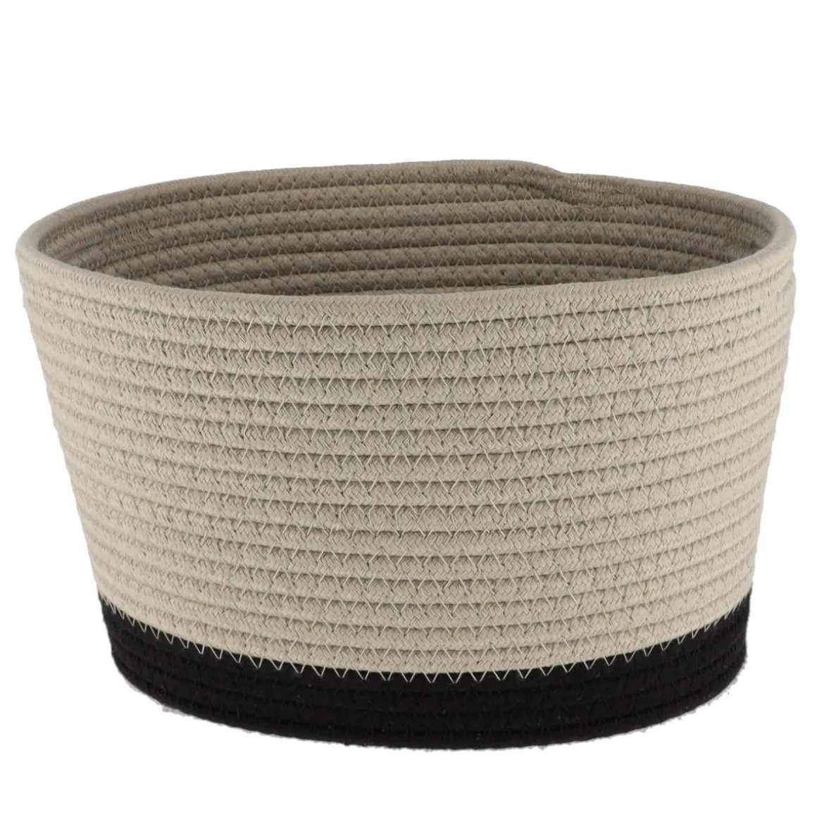 CORBEILLE OVALE MOYEN MODELE COTON 28X22.5CM FICELLE NOIR