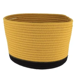 CORBEILLE OVALE MOYEN MODELE COTON 28X22.5CM OCRE NOIR