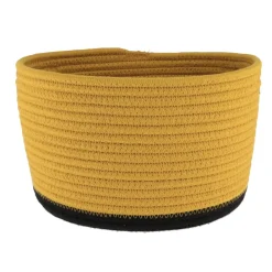 CORBEILLE OVALE PETIT MODELE COTON 25X20CM OCRE NOIR