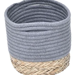 CORBEILLE OVALE PM COTON MATIERE VEGETALE GRIS NATUREL