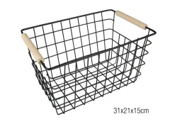 CORBEILLE RANGEMENT METAL NOIR 31X21X15CM