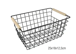 CORBEILLE RANGEMENT METAL NOIR 25X18X12.5CM