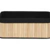 CORBEILLE RECTANGLE 40X28X16CM BAMBOU TISSU NOIR