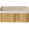 CORBEILLE RECTANGLE 40X28X16CM BAMBOU TISSU LIN