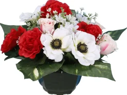 COUPE ANEMONE ROSE ET BOUTON H25CM