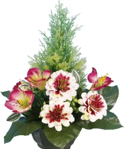 COUPE ZINNIAS ORCHIDEES TUYAS