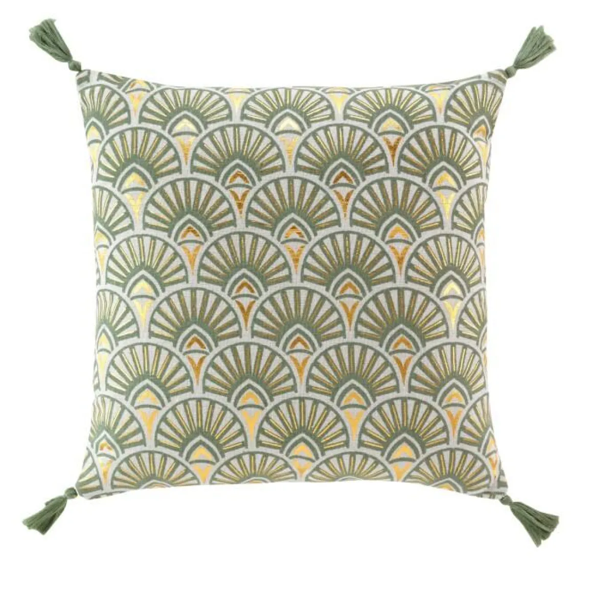 COUSSIN DEHOUSSABLE POMPONS 45X45CM IMPRIME METALLISE ICARE