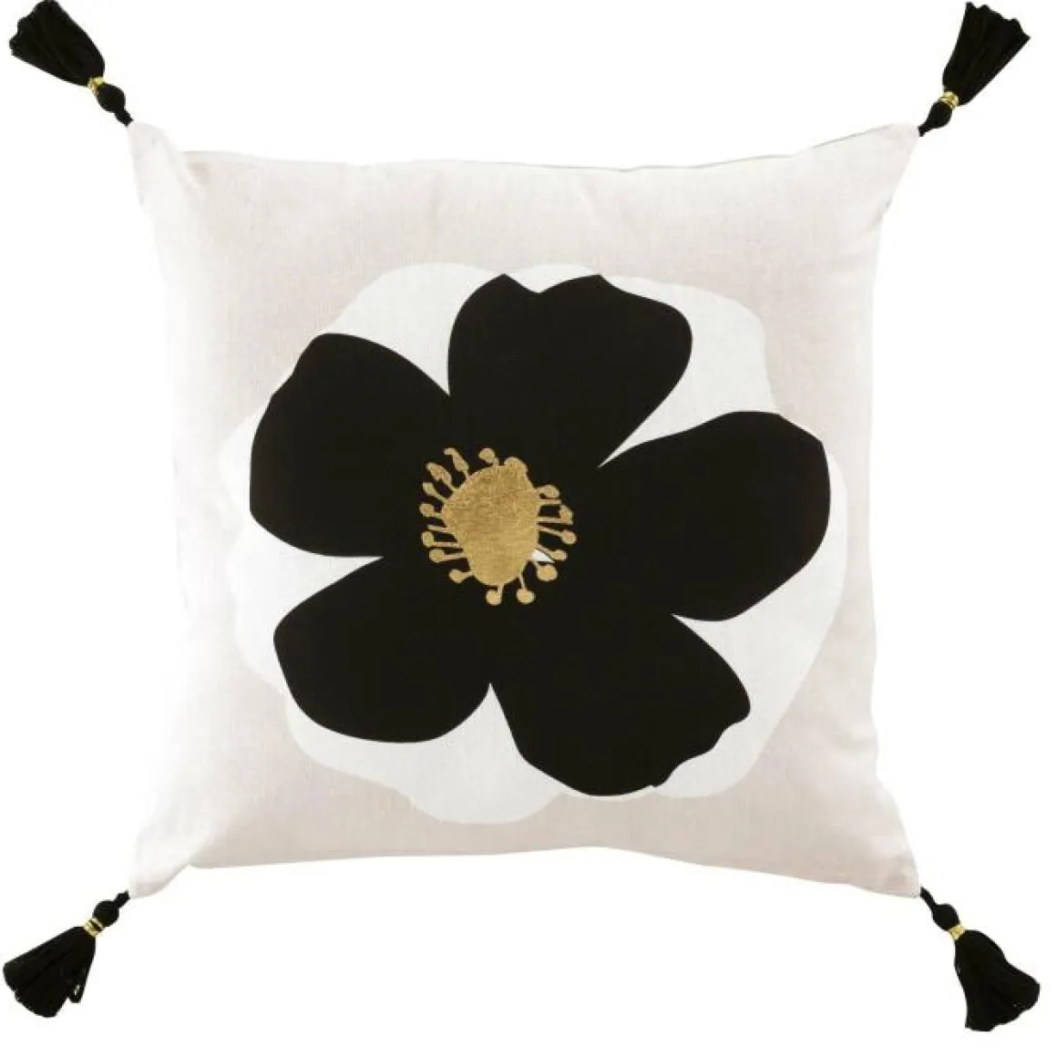 COUSSIN DEHOUSSABLE POMPONS 45X45CM COTON IMPRIME OR ISSEY