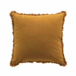 COUSSIN FRANGES 45X45CM COTON UNI EVE CAMEL