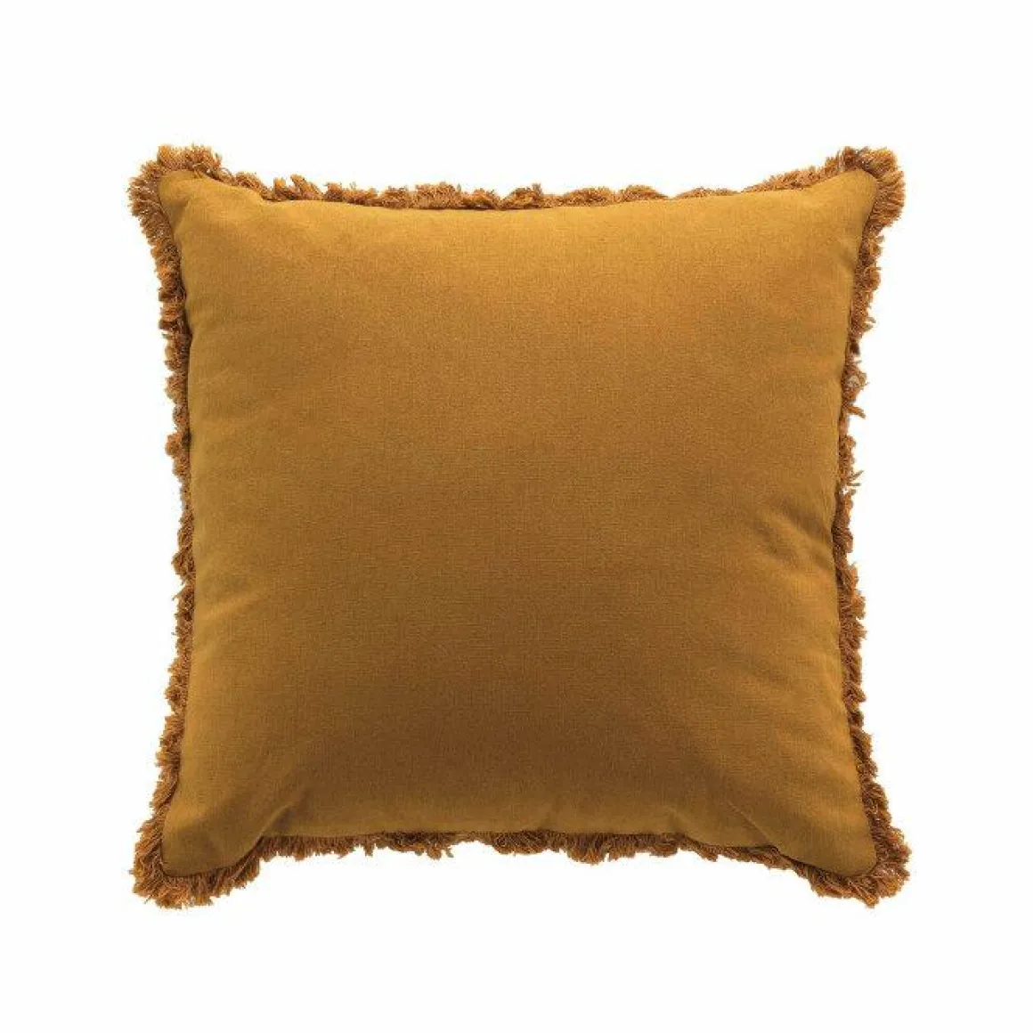 COUSSIN FRANGES 45X45CM COTON UNI EVE CAMEL