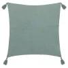 COUSSIN GAZE BRODE OR CELADON 40X40CM