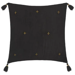 COUSSIN GAZE COTON BRODE OR GRIS FONCE 40X40CM