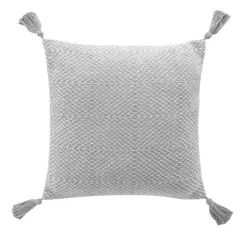 COUSSIN POMPONS 40X40CM COTON TISSE LOUISETTE GRIS