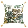 COUSSIN POMPONS 50X50CM IMPRIME BALINESIA