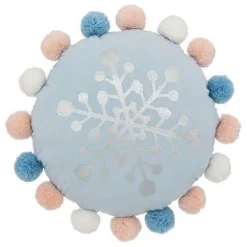 COUSSIN ROND POMPONS HIVER D.35CM