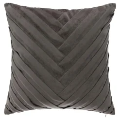 COUSSIN TRESSE EN VELOURS GRIS FONCE 40X40CM