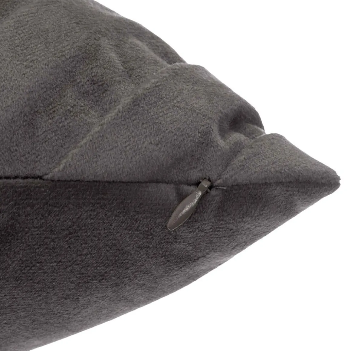 COUSSIN TRESSE EN VELOURS GRIS FONCE 40X40CM