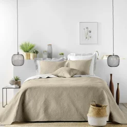 COUVRE LIT 2 PERSONNES MATELASSE 220X240CM ROMANE NATUREL