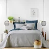 COUVRE LIT 220X240CM ET 2 TAIES 60X60CM ROMANE GRIS