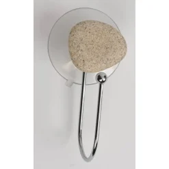 CROCHET METAL SUR VENTOUSE  1 DECO   GALET GRIS