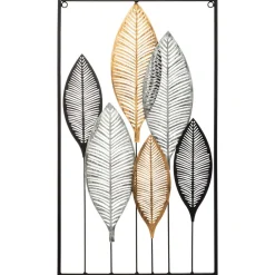DECO MURALE METAL FEUILLES 37X65CM