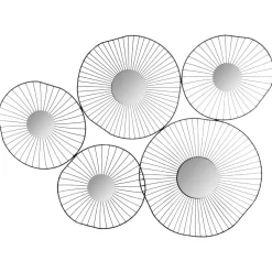 DECO MURALE METAL 5 MIROIRS NOIR