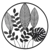 DECORATION MURALE METAL NOIR FEUILLES D.55CM