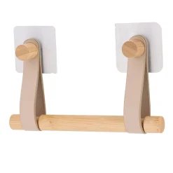 DEROULEUR PAPIER WC BAMBOU LANIERES SIMILI CUIR BEIGE BAMBOU