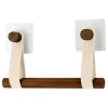 DEROULEUR PAPIER WC BAMBOU LANIERES SIMILI CUIR BEIGE