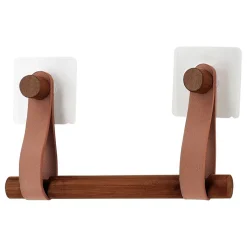 DEROULEUR PAPIER WC BAMBOU LANIERES SIMILI CUIR CARAMEL