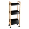 DESSERTE BAMBOU SUR ROULETTES 3 ETAGERES NOIR BAMBOU