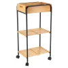 DESSERTE METAL SUR ROULETTES 1 NICHE 2 ETAGERES BAMBOU NOIR