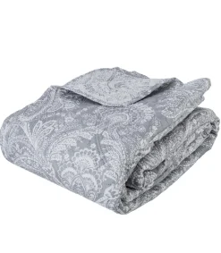 DESSUS DE LIT MARIE AVEC 2 TAIES GRIS CLAIR 240X260CM