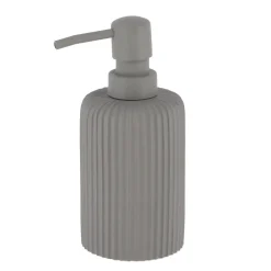 DISTRIBUTEUR A SAVON ARRONDI STRIE POLYRESINE 230ML GRIS