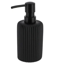 DISTRIBUTEUR A SAVON ARRONDI STRIE POLYRESINE 230ML NOIR