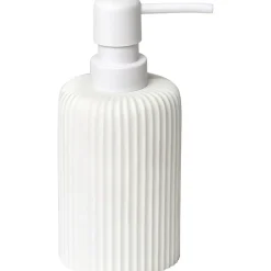 DISTRIBUTEUR A SAVON ARRONDI STRIE POLYRESINE BLANC