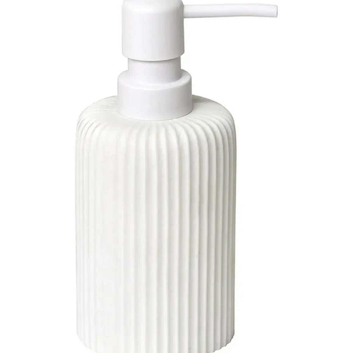 DISTRIBUTEUR A SAVON ARRONDI STRIE POLYRESINE BLANC