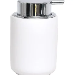 DISTRIBUTEUR A SAVON DOLOMITE ROND POMPE CHROME BLANC
