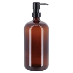 DISTRIBUTEUR A SAVON VERRE POMPE NOIR MAT 1L AMBRE