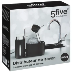 DISTRIBUTEUR SAVON AVEC BROSSE ET EPONGE NOIR