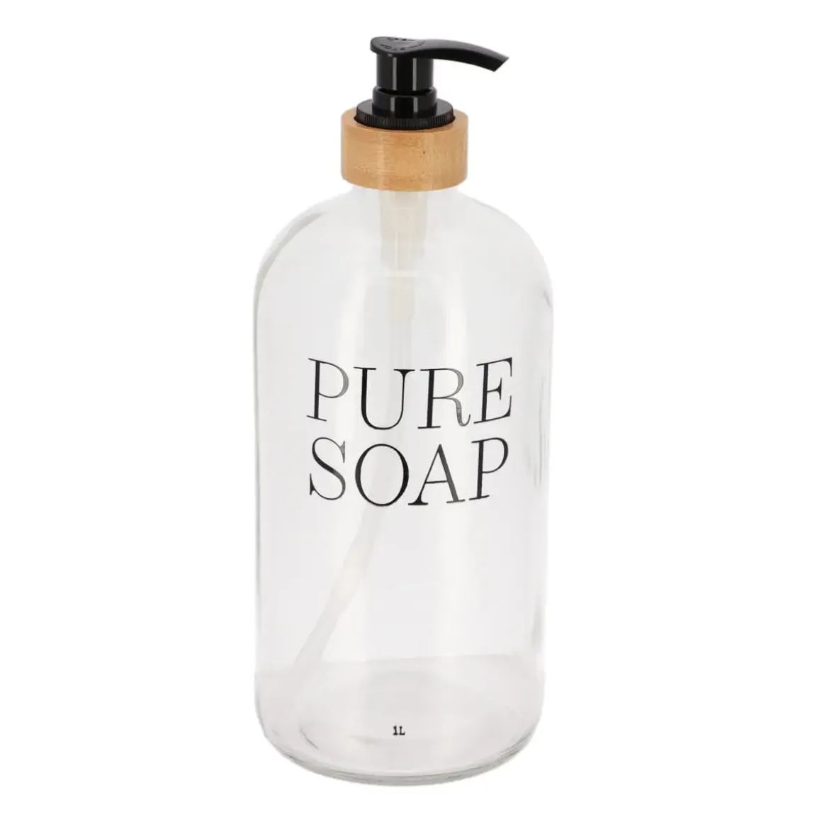DISTRIBUTEUR SAVON VERRE BAMBOU PURE SOAP 1L TRANSPARENT