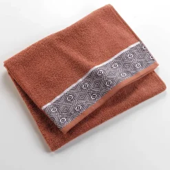 DRAP BAIN 90X150CM EPONGE JACQUARD ESTEBAN TERRACOTTA